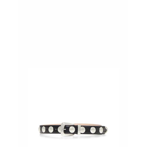 KHAITE Accessories - Khaite Women Black Leather Benny Belt With Studs
